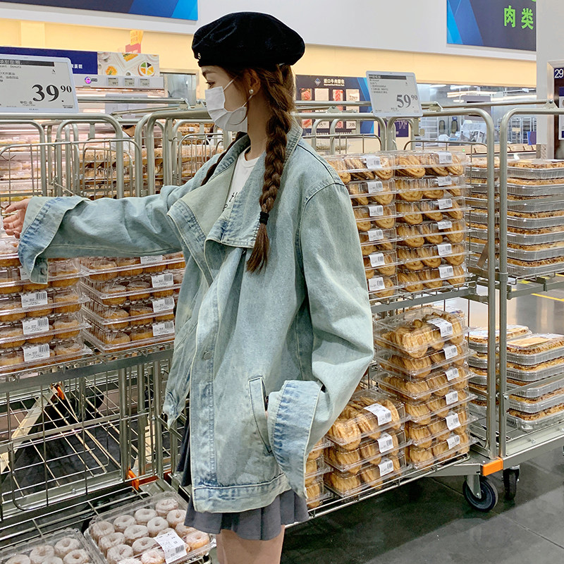 现货2024秋季复古立领小个子牛仔外套166-2622P135K188,女装短外套,茜茜公主