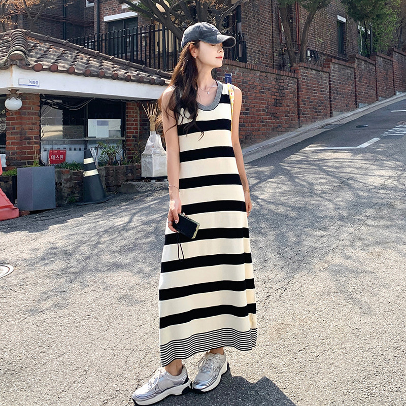 2025夏季新款现货条纹显瘦连衣裙内搭裙166-7710P105K158,女装连衣裙,茜茜公主