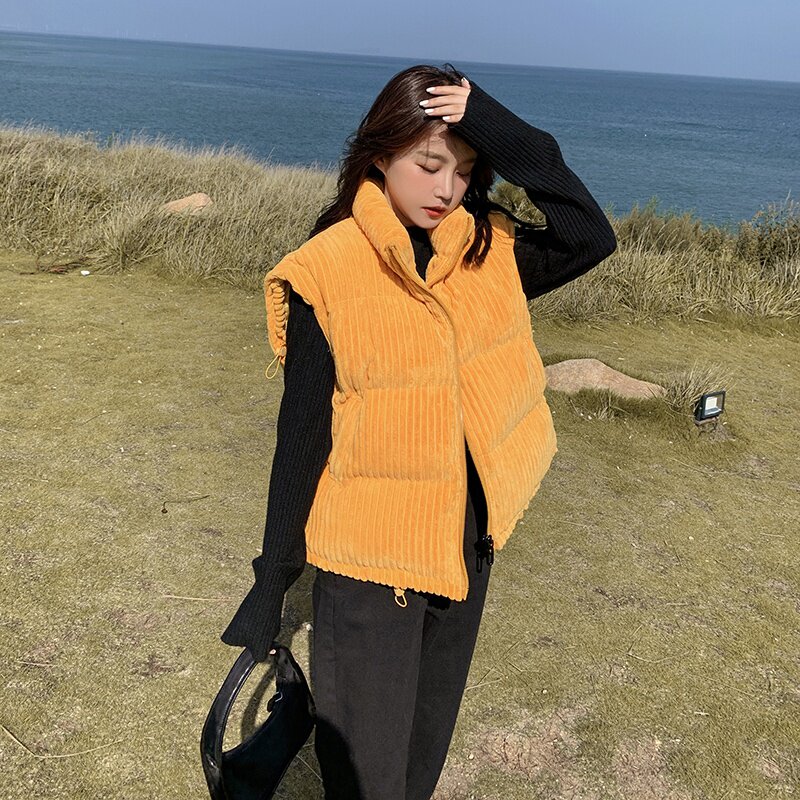 2021现货灯芯绒羽绒棉宽松休闲马甲166-1067P105控168，女装马夹，茜茜公主