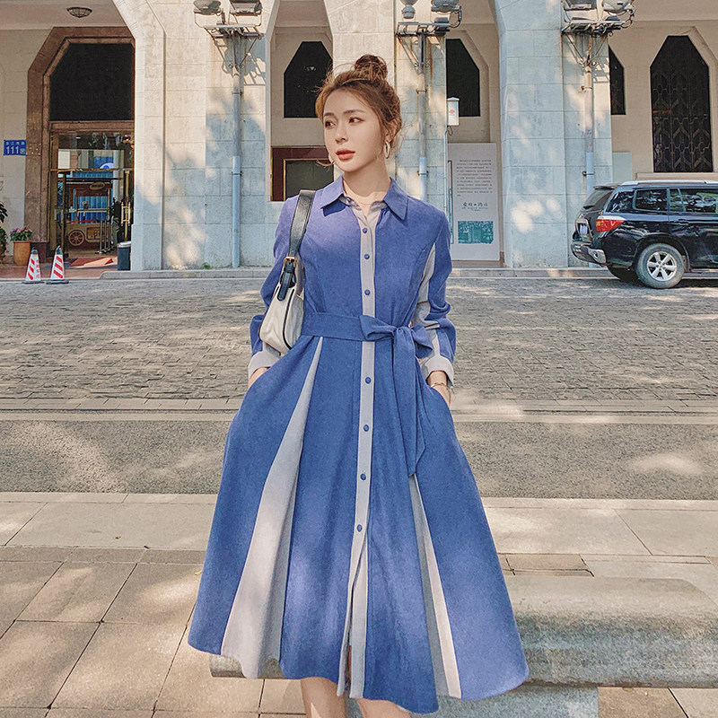 现货！2021衬衫裙宽松过膝连衣裙166-8838P105K168，女装连衣裙，茜茜公主