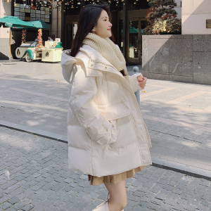 2022冬季现货韩版宽松抽绳中长款羽绒服166-8676P280K438图片