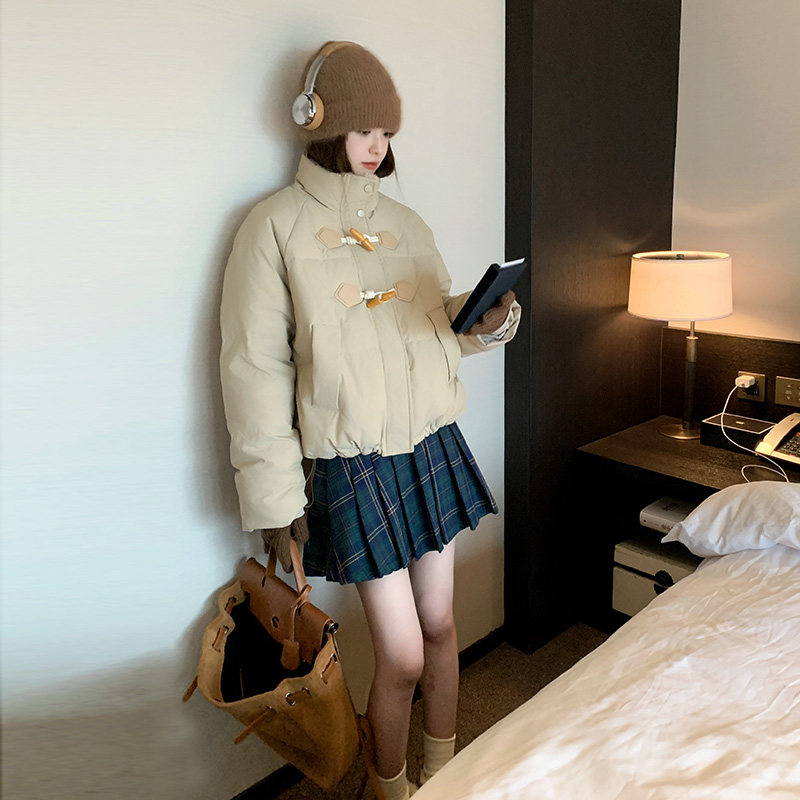 2023冬季新款现货牛角扣时尚短款90羽绒服166-6628P280K398,女装羽绒服,茜茜公主