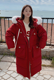 2022冬季新款加厚新面料圣诞红毛领羽绒服166-9971P195K278，女装棉衣/棉服，茜茜公主