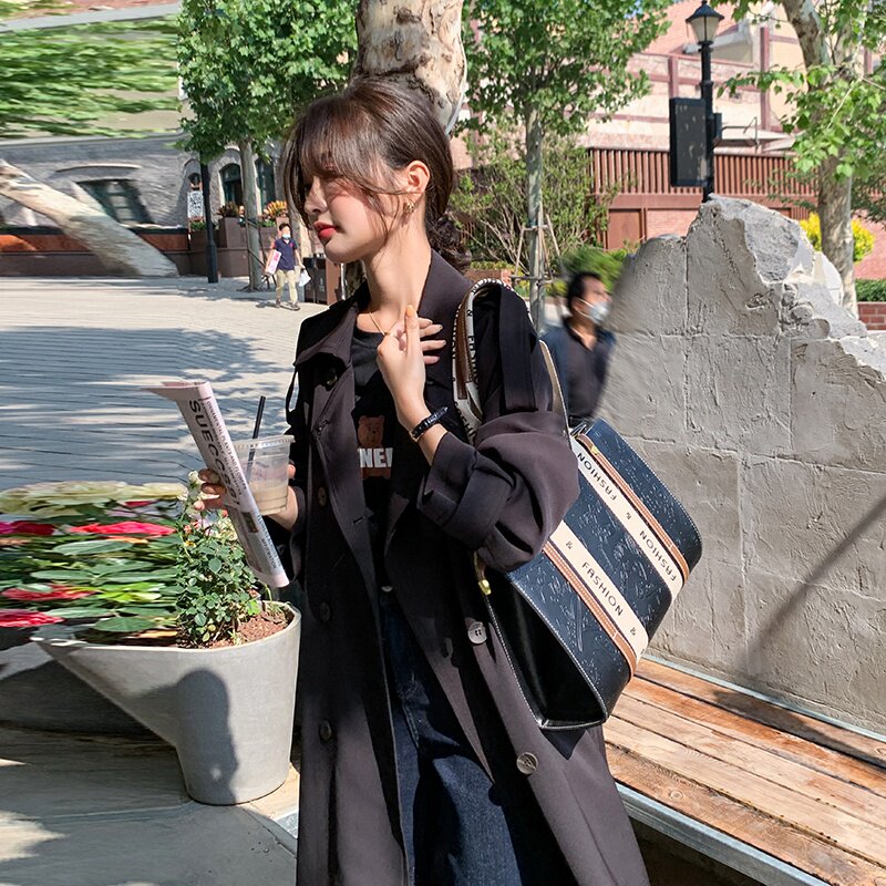 高级感超好看英伦风衣外套女春秋2025年新款韩系慵懒风中长款大衣,女装风衣,茜茜公主