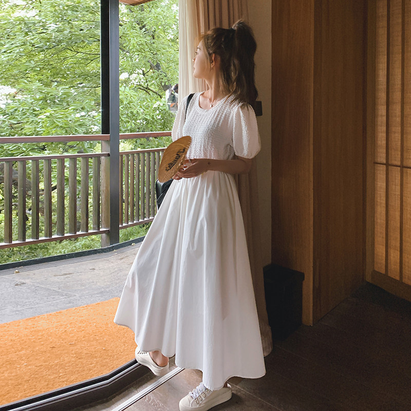2025夏季新款现货米白色显瘦长款连衣裙166-2396P105K168,女装连衣裙,茜茜公主