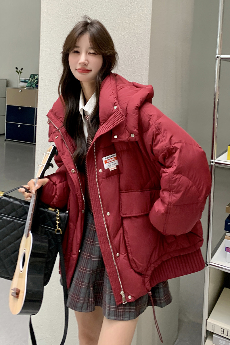 2025冬季新现货90绒学院风个性连帽设计感羽绒服166-6650P290K418,女装短外套,茜茜公主