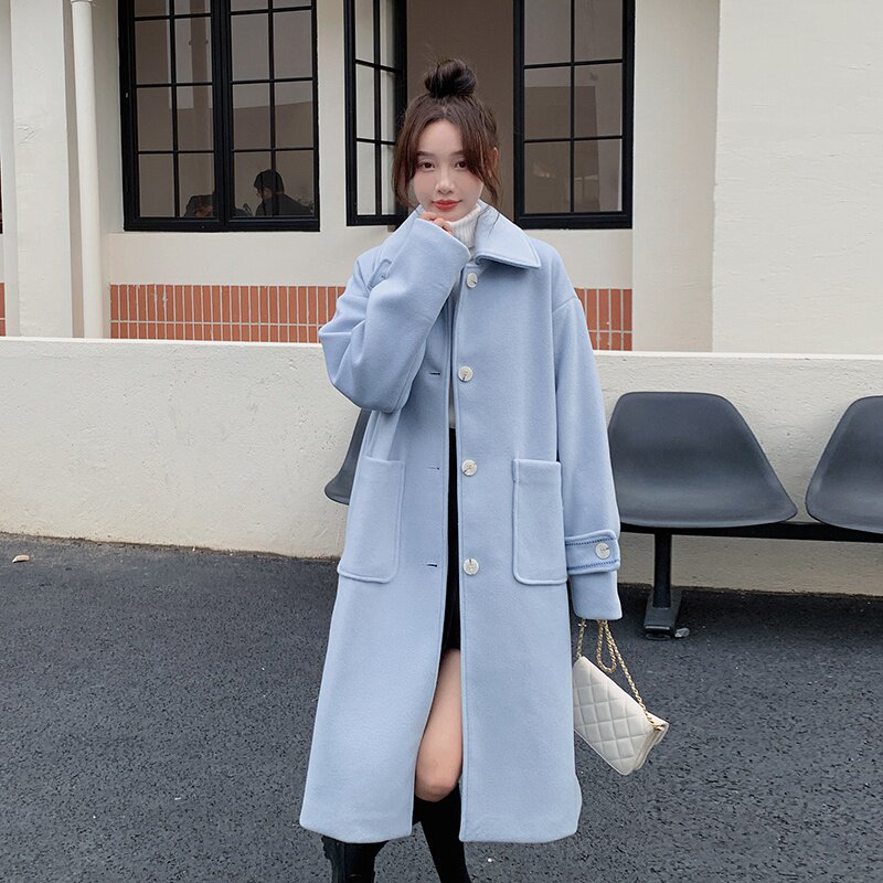2022冬季现货韩系学院风中长款加厚毛呢外套166-9936P185K288,女装毛呢外套,茜茜公主