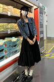 现货2024秋季新款黑色牛仔外套连衣裙两件套166-7730P155K218，女装连衣裙，茜茜公主