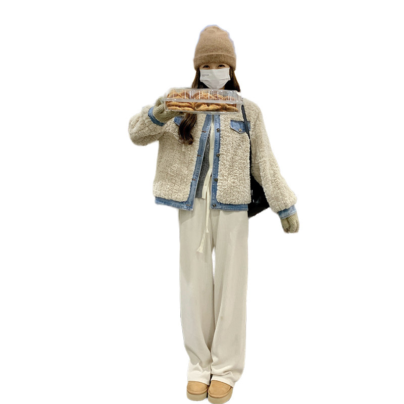 【】2023冬季新款现货牛仔羊羔毛加厚外套166-6603P185K278,女装短外套,茜茜公主