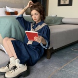 高级感披肩连衣裙女2025春秋季新款小个子休闲牛仔长袖衬衫连身裙，女装连衣裙，茜茜公主