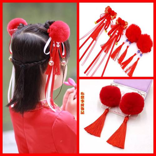 发饰儿童发夹头花中国风蝴蝶结