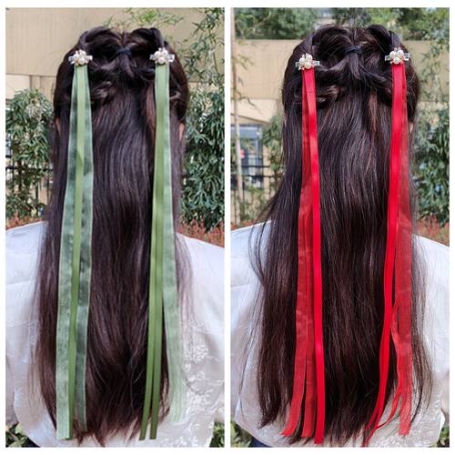 古风汉服发饰长丝带发夹蝴蝶结