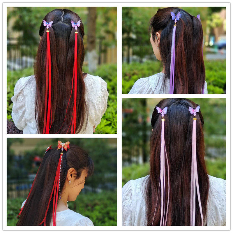 头花长丝带古风汉服飘带编发发带