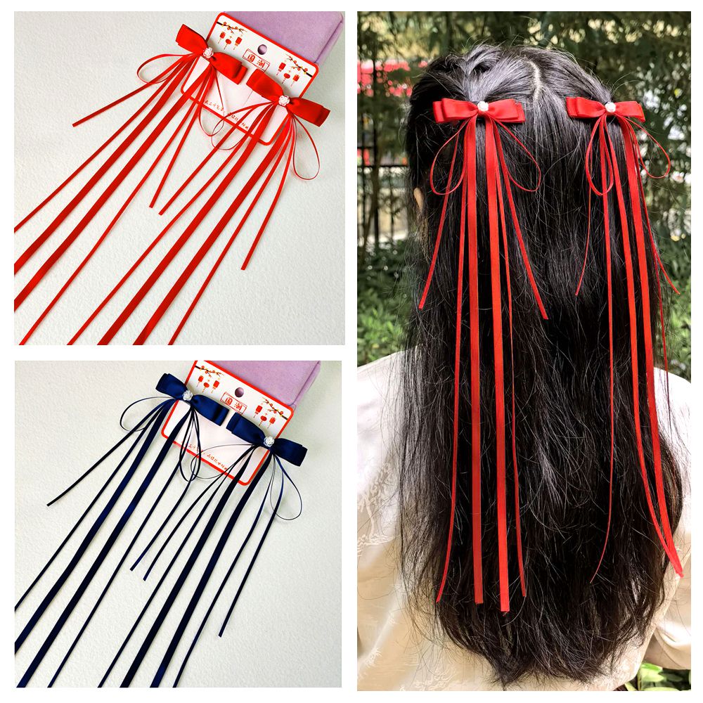 古风汉服发饰长丝带发夹蝴蝶结