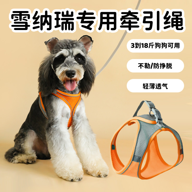 雪纳瑞狗狗的牵引绳中小型犬背心式高颜值夏季宠物小体狗外出绳子