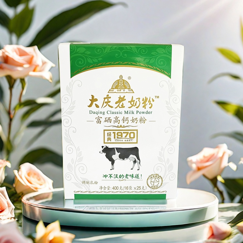 大庆牌富硒高钙奶粉400克深绿盒含16小袋独立包装老奶粉成人