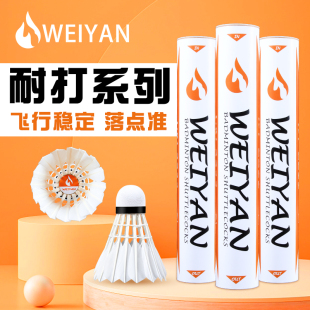 耐打鹅毛耐用不易打烂室内外比赛专用防风训练球6只 羽毛球12只装