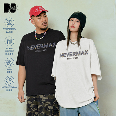 NMAX7A抗菌牛仔字母印花短袖T恤
