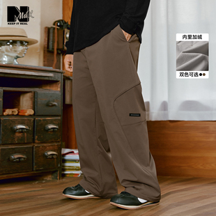 潮牌男装 宽松保暖加绒休闲裤 25年冬季 弧形线条直筒裤 新款 NMAX大码