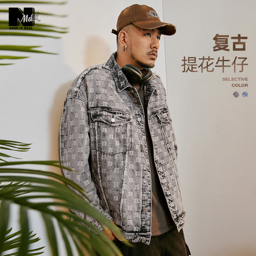 毛边水洗满印牛仔夹克