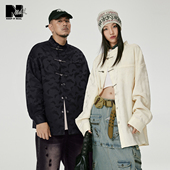 潮牌男装 宽松唐装 秋季 国风蝴蝶提花衬衫 立领上衣 新中式 NMAX大码