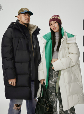 NMAX大码潮牌男装冬进口90绒子三防羽绒服中长款撞色极寒服