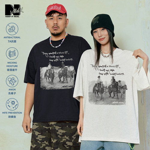 NMAX7A抗菌美式字母印花短袖T恤
