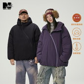 冬新品 NMAX大码 潮牌男装 弧形拉链连帽棉衣热特姆蓄热棉外套