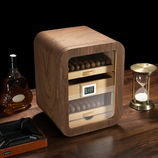 雪茄柜醇香雪松木雪茄保湿箱时尚弧形黑檀木轻奢款CH-24DI1