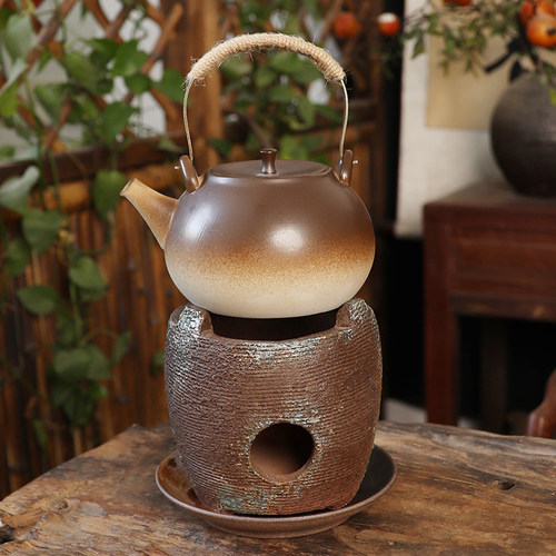 复古粗陶烧水壶陶瓷围炉煮茶壶碳炉家用户外阳台养生壶
