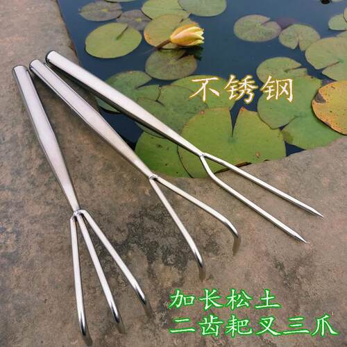 加长不锈钢松土二齿耙叉洛华