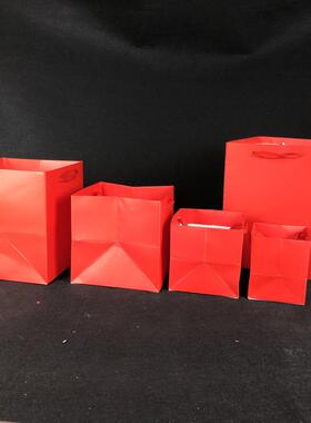 红色正方形礼品袋盆栽鲜花包装纸蛋糕手提纸袋现货可印字