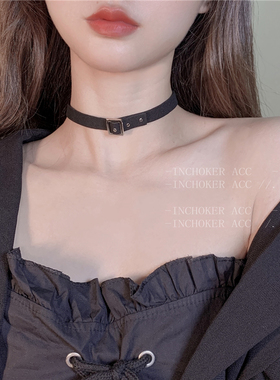 chocker周冬雨同款铆钉皮带扣锁骨链ins酷项链女黑色简约网红脖饰