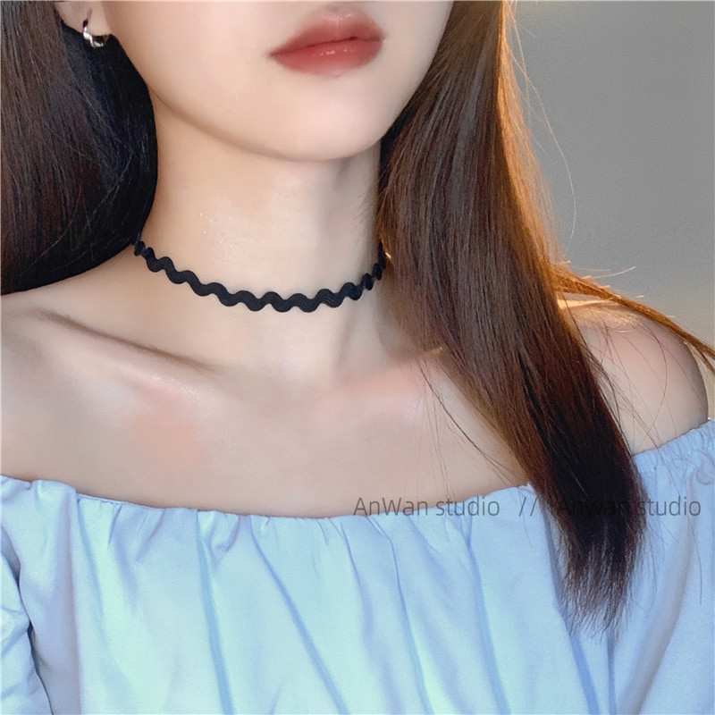 choker唯美风项圈黑色脖子锁骨链