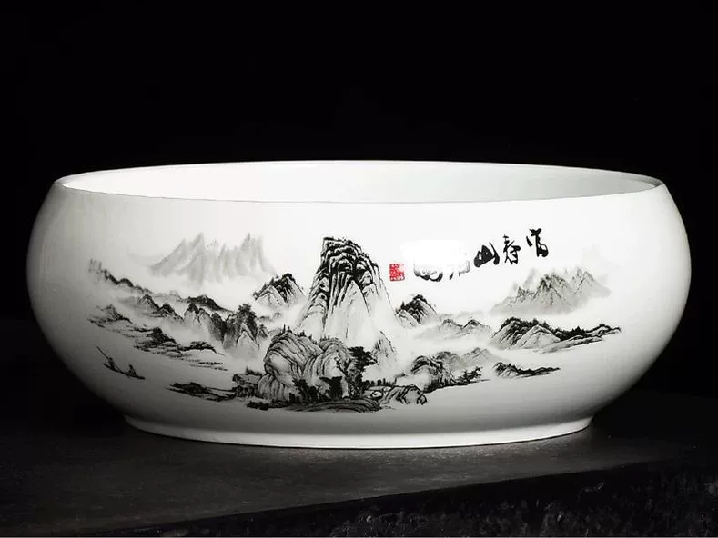 年货陶瓷烟灰缸大号超大特大 家用客厅中式复古多功能垃圾艾灸缸