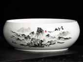 年货陶瓷烟灰缸大号超大特大 复古多功能垃圾艾灸缸 家用客厅中式