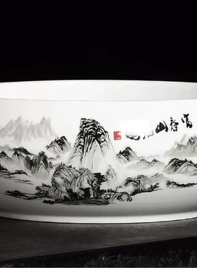 年货陶瓷烟灰缸大号超大特大 家用客厅中式复古多功能垃圾艾灸缸