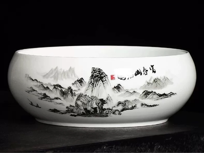 年货陶瓷烟灰缸大号超大特大 家用客厅中式复古多功能垃圾艾灸缸