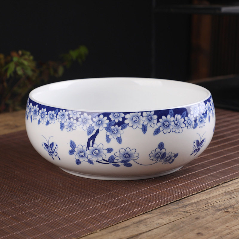 创意中式陶瓷烟灰缸大码中古风家用客厅桌面多功能艾灸果皮垃圾缸