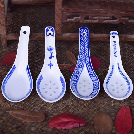 景德镇青花瓷汤勺饭勺粥勺小号家用新中式茶匙餐具配件釉下彩调羹