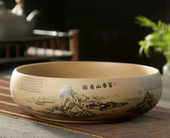 碗莲睡莲盆 多功能垃圾收纳缸 粗陶烟灰缸大码 家用客厅创意中式