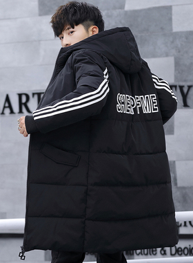 新款男士羽绒棉服棉衣中长款男装休闲外套加厚潮流青少年保暖棉袄