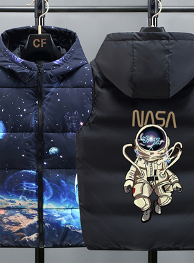 双面穿羽绒棉马甲男秋冬季青少年中大童保暖坎肩背心学生马夹外穿