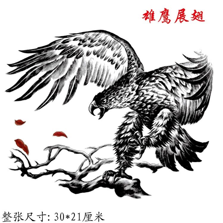 男款防水仿真持久刺青霸气胸口后背胸部纹身贴雄鹰展翅老鹰大花臂