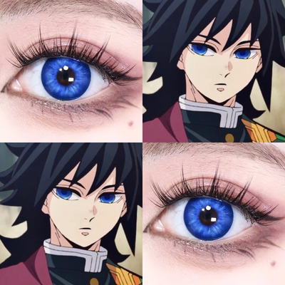 富冈义勇cos美瞳蓝色显色日抛两十片大直径鬼灭之刃cosplay漫展HN