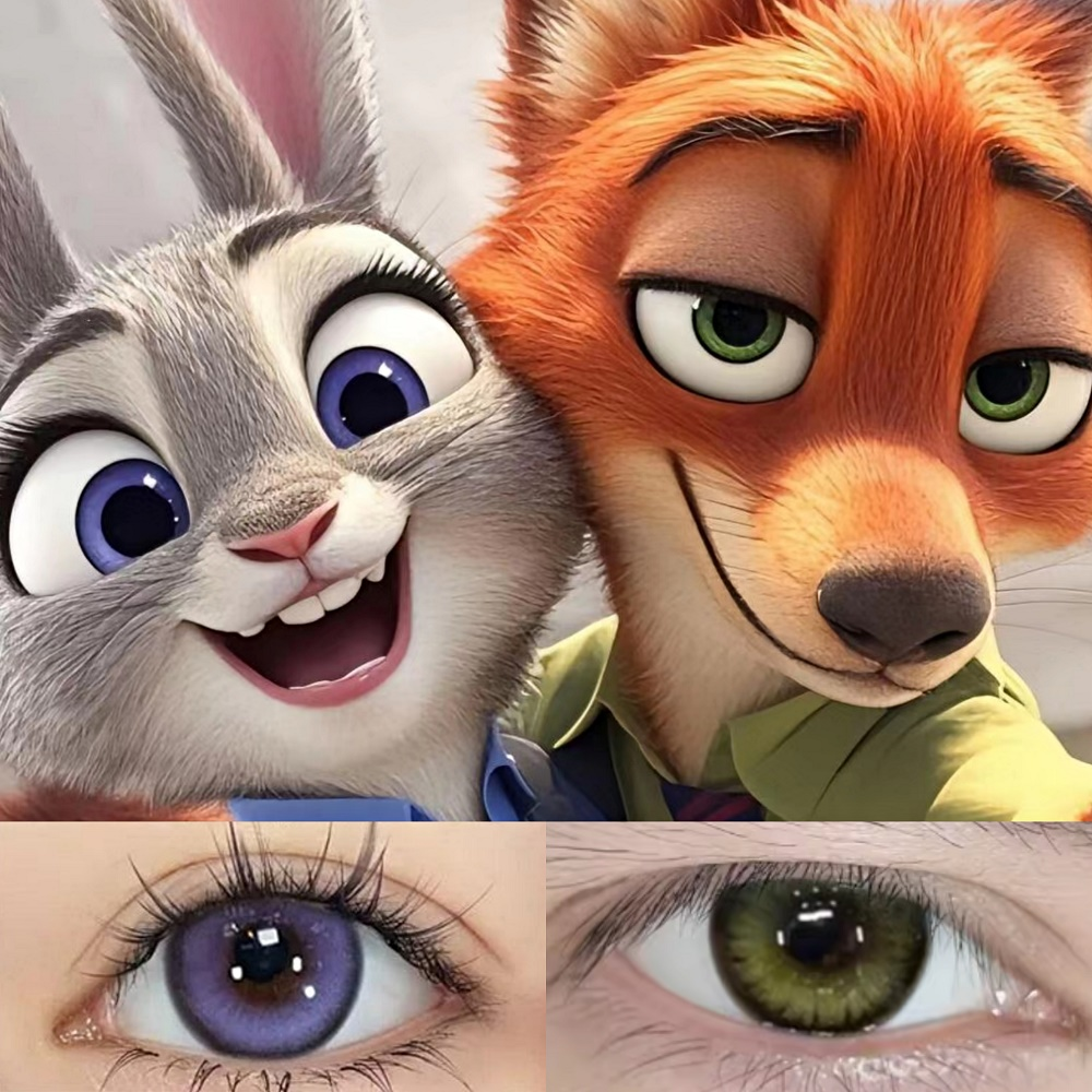 朱迪cos美瞳半年抛尼克大直径疯狂动物城2紫色混血显色隐形眼镜gc