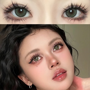 kirafairy蕨类留白美瞳半年抛2片青绿棕显色大小直径隐形眼镜6st