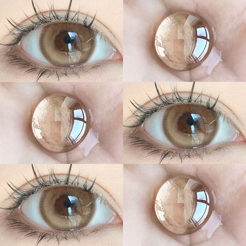 买一副送一副美瞳半年抛大小直径隐形眼镜奶栗琥珀色混血浅棕馨qc