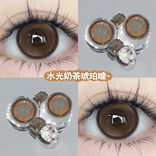 fullygift柚心生苔美瞳半年抛棕色大直径纯欲初恋眼隐形眼镜zLT