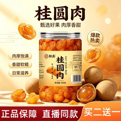 桂圆肉果干桂圆干正品休闲零食无核即食蜜饯罐装250克2HT